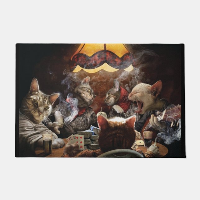 Felpudo Gatos jugando al póquer (Anverso)