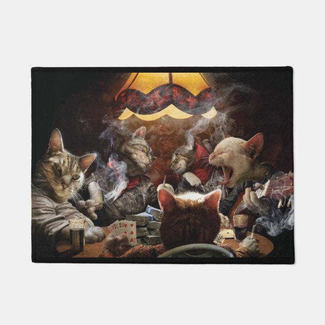 Felpudo Gatos jugando al póquer (Anverso)