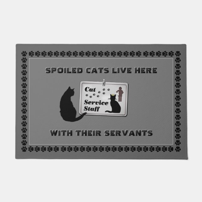 Felpudo Gatos malcriados con sirvientes (personalizable) (Anverso)