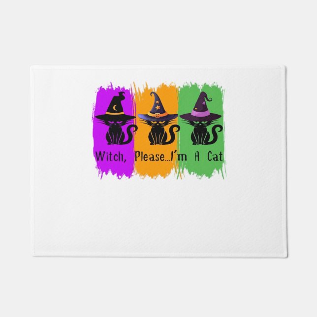 Felpudo Gatos Negros En Gorras De Brujas Esencial Camiseta (Anverso)