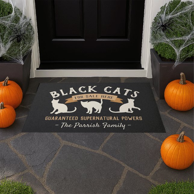 Felpudo Gatos negros vintage de Halloween personalizados (Subido por el creador)