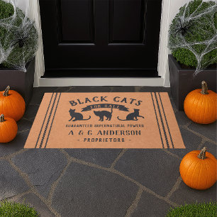 Felpudo Gatos negros vintage de Halloween personalizados