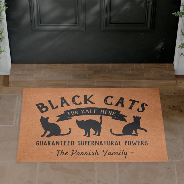 Felpudo Gatos negros vintage de Halloween personalizados (Subido por el creador)