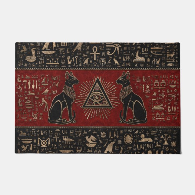 Felpudo Gatos y ojos egipcios en Horus (Anverso)
