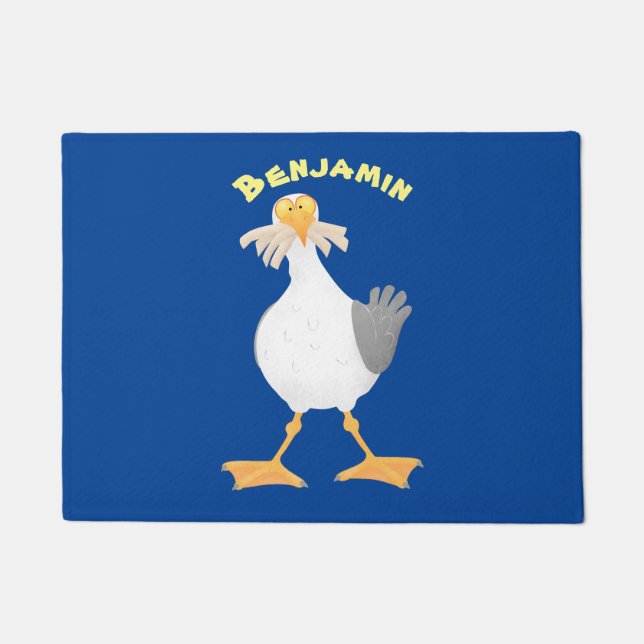 Felpudo Gaviota divertida con personalizado de patatas fri (Anverso)