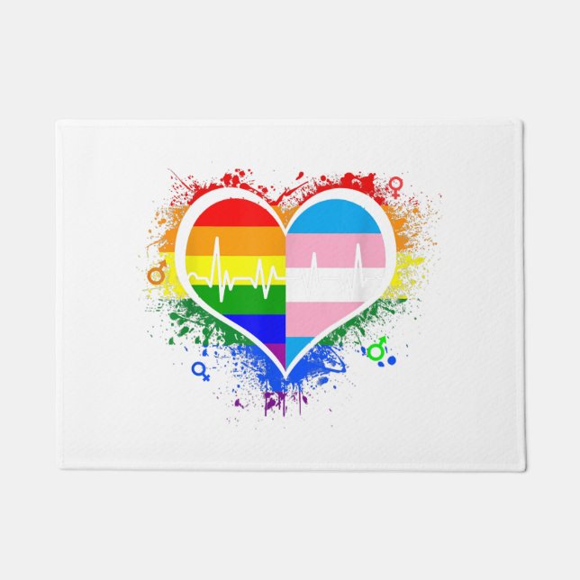 Felpudo Gay Lesbian Gay Lesbiana LGBT Gay Heartbeat L (Anverso)