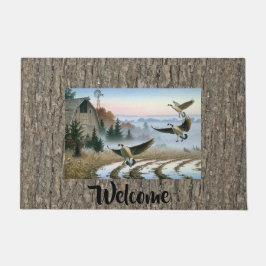 Felpudo Geese En El Campo Agrícola