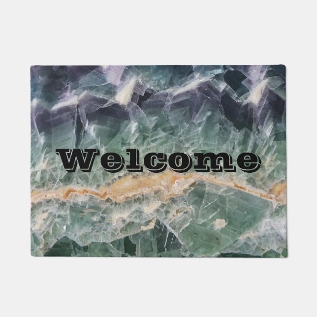 Felpudo Gema fotográfico de flúor púrpura verde único (Anverso)