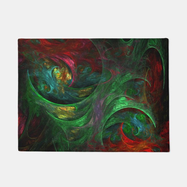 Felpudo Génesis Arte abstracto verde (Anverso)
