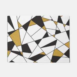 Felpudo Geometría del arte moderno - negra y blanco con