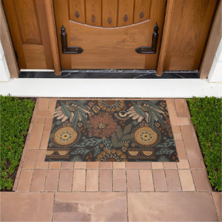 Felpudo Geometría floral de la jungla oscura Boho