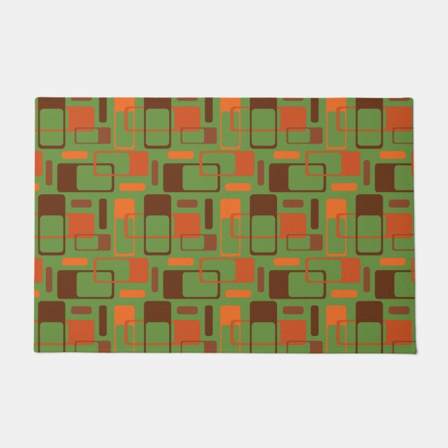 Felpudo Geometría moderna de mediados de siglo Naranja ver (Anverso)
