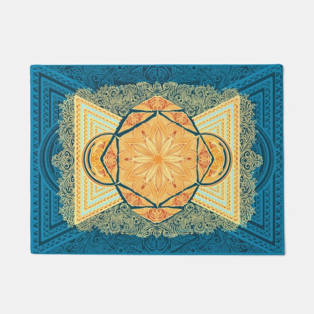 Felpudo Geometría sagrada radiante Mandala (Anverso)