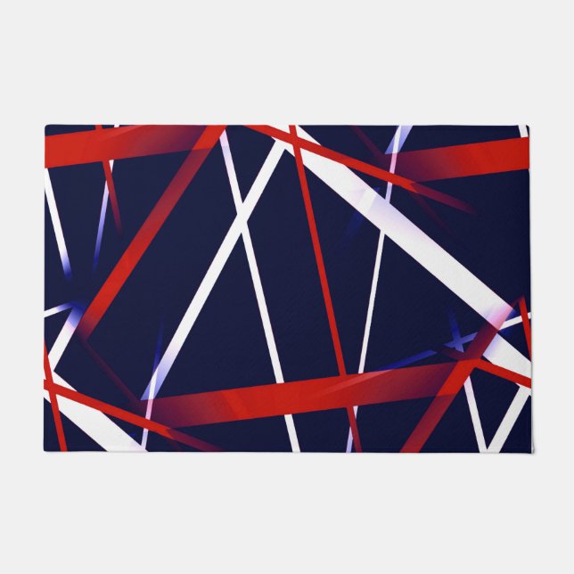Felpudo Geometría Urbana Azul Blanco Rojo (Anverso)