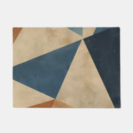 Felpudo Geometric Pattern in Blues, Tans, and Rust