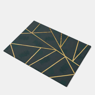 Felpudo Geométrico de pincel verde de oro moderno