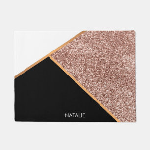 Felpudo Geométrico del Purpurina Rosa