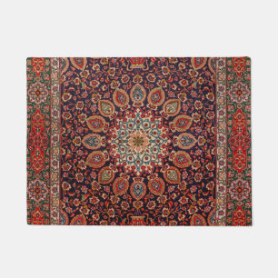 Felpudo Geométrico radial negro persa Tabriz