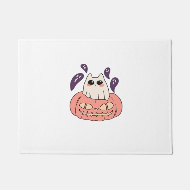 Felpudo Ghost Kitty en una calabaza clásica camiseta (Anverso)