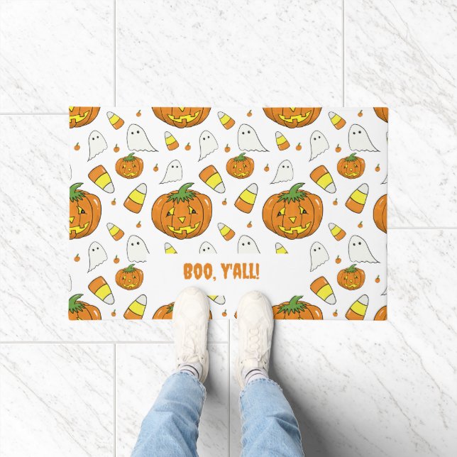 Felpudo Ghostly Pumpkin Halloween Doormat (Interior)