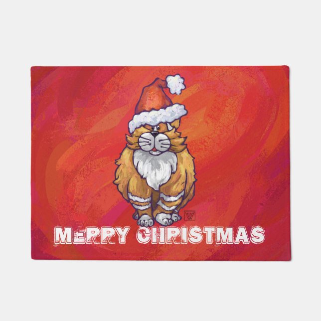 Felpudo Ginger Cat Navidades En Rojo (Anverso)