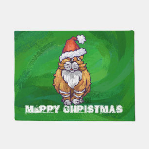 Felpudo Ginger Cat Navidades En Verde