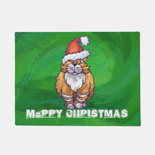 Felpudo Ginger Cat Navidades En Verde (Anverso)