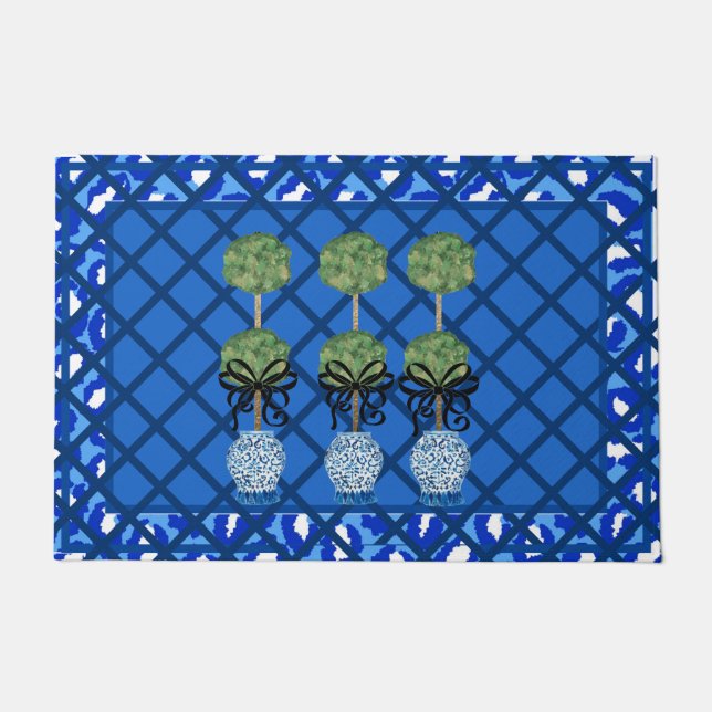 Felpudo Ginger Jar Doormat Rug de Blue Leopard Chinoiserie (Anverso)