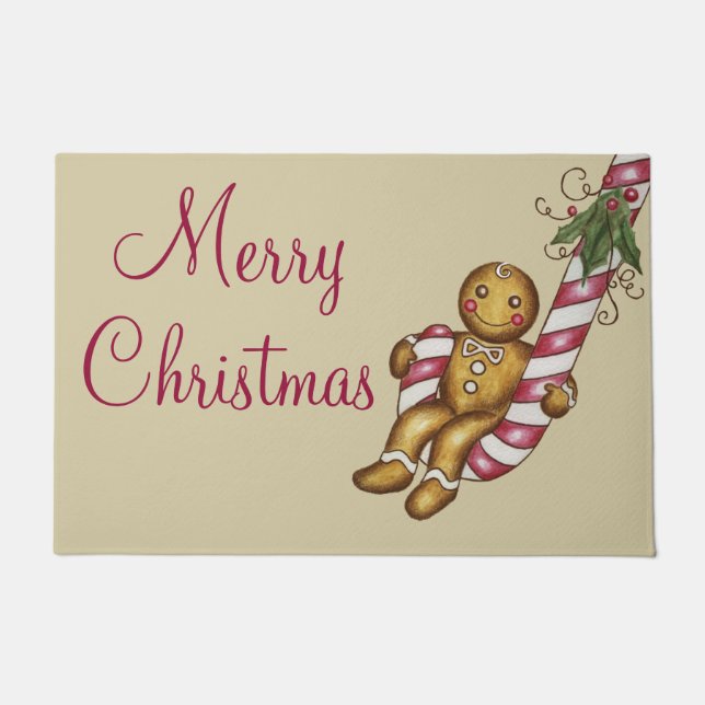 Felpudo Gingerbread Feliz Navidad Doormat Rug (Anverso)