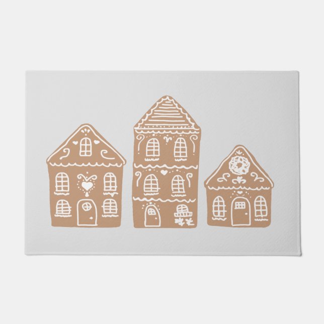 Felpudo Gingerbread House Ilustracion de la aldea Doormat (Anverso)
