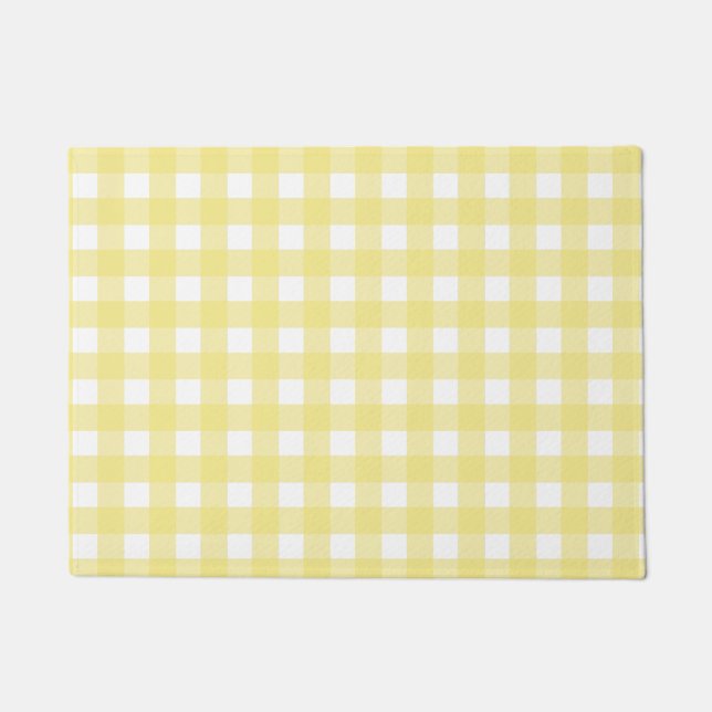 Felpudo Gingham blanco y amarillo pálido (Anverso)