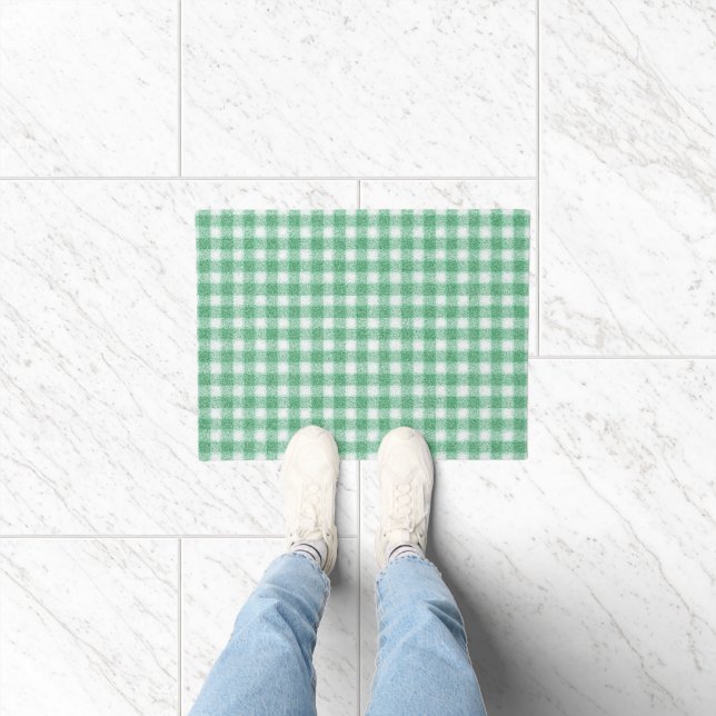 Felpudo Gingham Verde Menta  (Interior)
