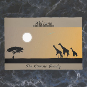 Felpudo Giraffes En Sunset Serengeti