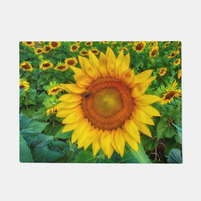 Felpudo Girasol con Mat de puerta de abeja (Anverso)