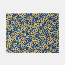 Girasol en el Doormat azul
