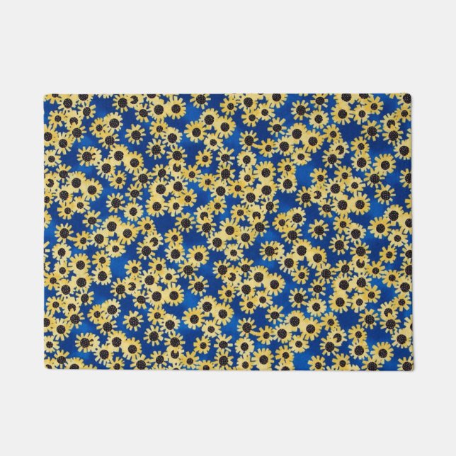 Felpudo Girasol en el Doormat azul (Anverso)