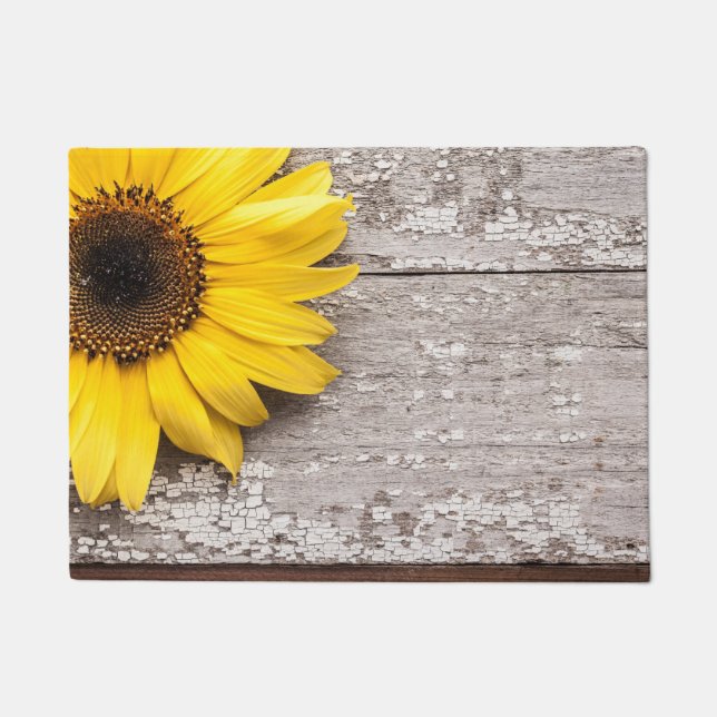 Felpudo Girasol en una mesa de madera (Anverso)