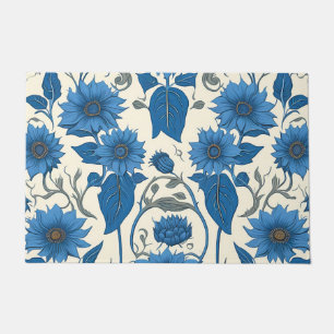 Felpudo girasoles azules y hojas