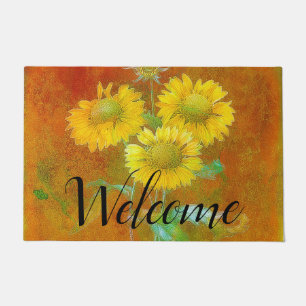 Felpudo Girasoles pintados suavemente Bienvenidos