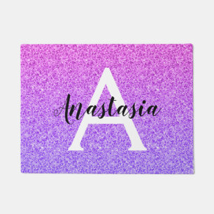 Felpudo Girly Glam Ombre Purpurina púrpura Esparkles Monog