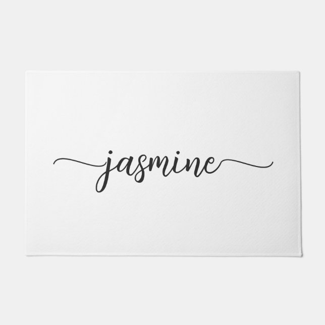 Felpudo Girly Minimal Blanco Personalizado Monograma Nombr (Anverso)