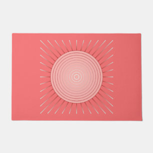 Felpudo Giro geométrico moderno, rosa de coral profundo