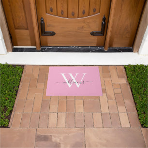 Felpudo Girona Rubor Pink Gray Personalizado Monograma Scr