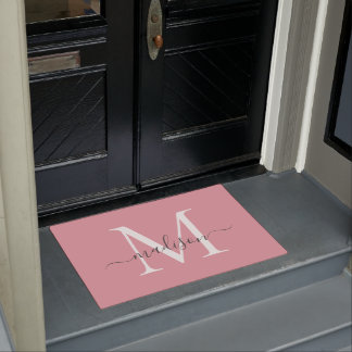 Felpudo Girona Rubor Pink Gray Personalizado Monograma Scr