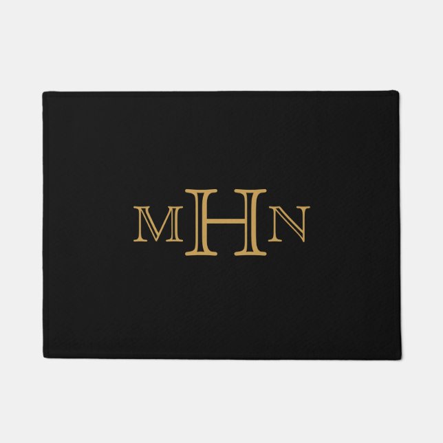Felpudo Glam gótico | Doormat | Monograma | Negro (Anverso)