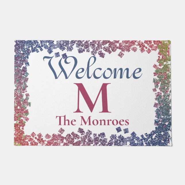 Felpudo Glam Sparkling Gems Monogramado Nombre (Anverso)
