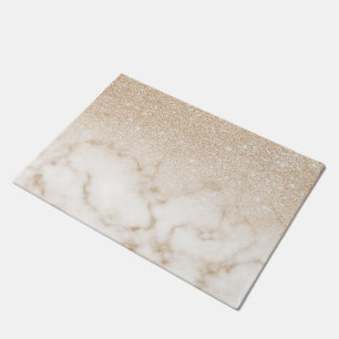 Felpudo Glamoroso Oro Purpurina Blanco Marble Gradiente Om