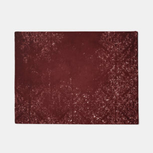 Felpudo Glimmery Henna Grunge   Damasco de Glam Rojo de Sa