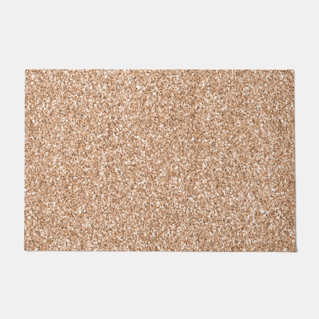 Felpudo Glitz Purpurina de Rubor de Peach Rosa Gold       (Anverso)