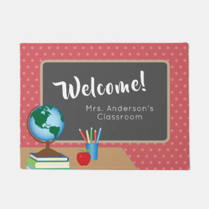 Felpudo Globe   Bienvenida en aula de profesores
